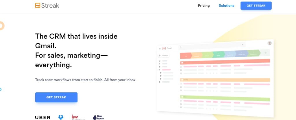 Streak software crm para gmail