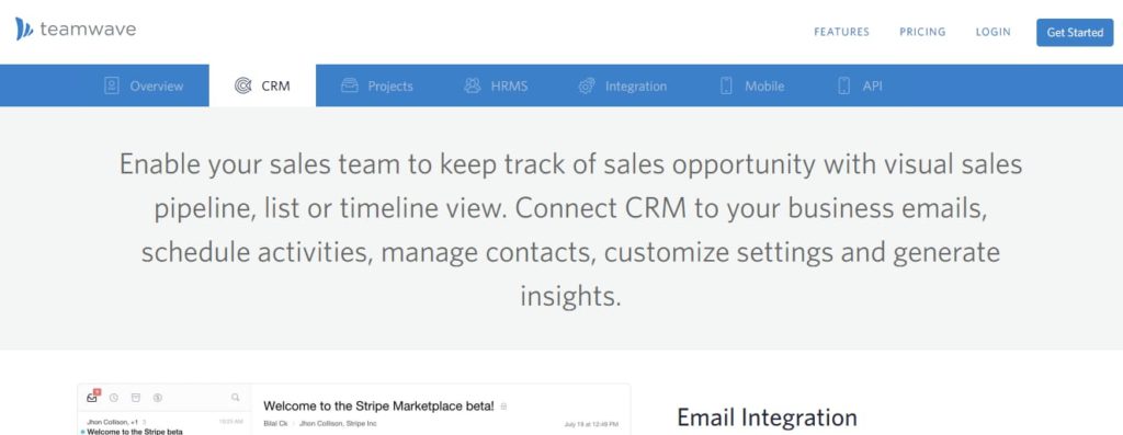 Teamwave CRM, RH, Gestión de proyectos